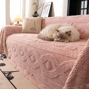Non Slip Plush Jacquard Sofa Blanket Couch Cover| Multifunctional Furniture Protector for Pets, Slipcover for Sectional, Loveseat, Recliner, Chair, Decorative Home Decor ﻿ ﻿
