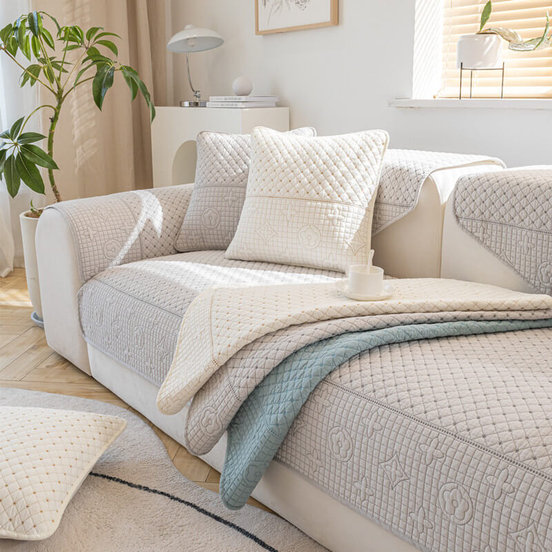 Soft Cotton Minimalist Non-Slip Sofa Cover , Washable Cushion
