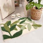 Green Leaf Bath Mat , Tufted Bathroom Rug