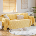 Shaggy Sofa Covers Sectional Couch Cover Blanket , Checkerboard Sofa Slipcovers for Pets Dogs Cats