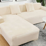 Velvet Plush Sectional Sofa Cover - Stretch Slipcover for L-Shaped Couches (3-6 Seater) | Premium Protection & Easy Fit
