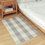 Cotton Plaid Checkered Area Rug | Washable Carpet