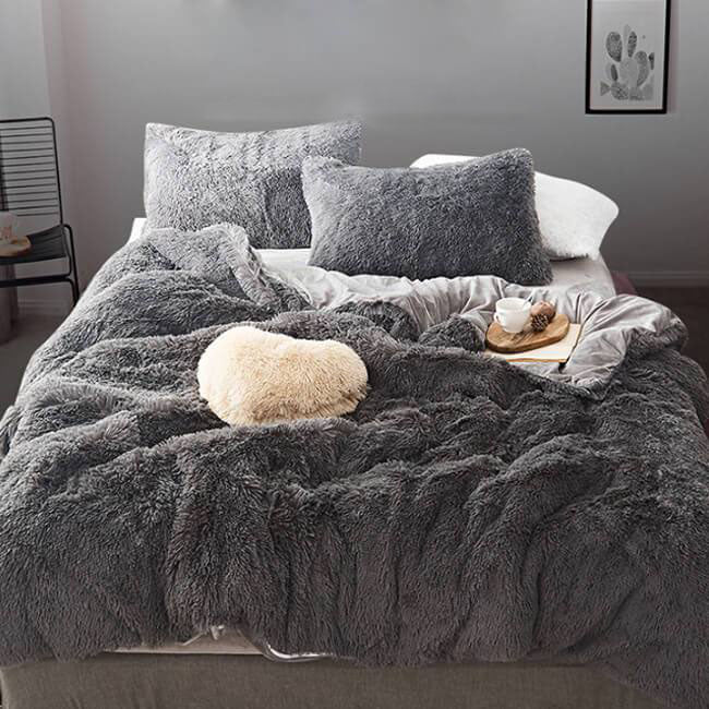 Faux Fur Full/Queen Duvet Cover Set Home Bedding Quilts
