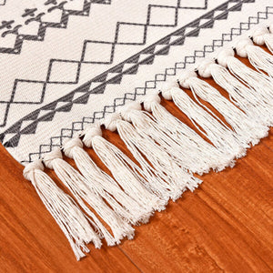 Woven Cotton Throw Rug 2'x4.3', Tassel Rug for Kitchen Laundry Doorway Bedroom