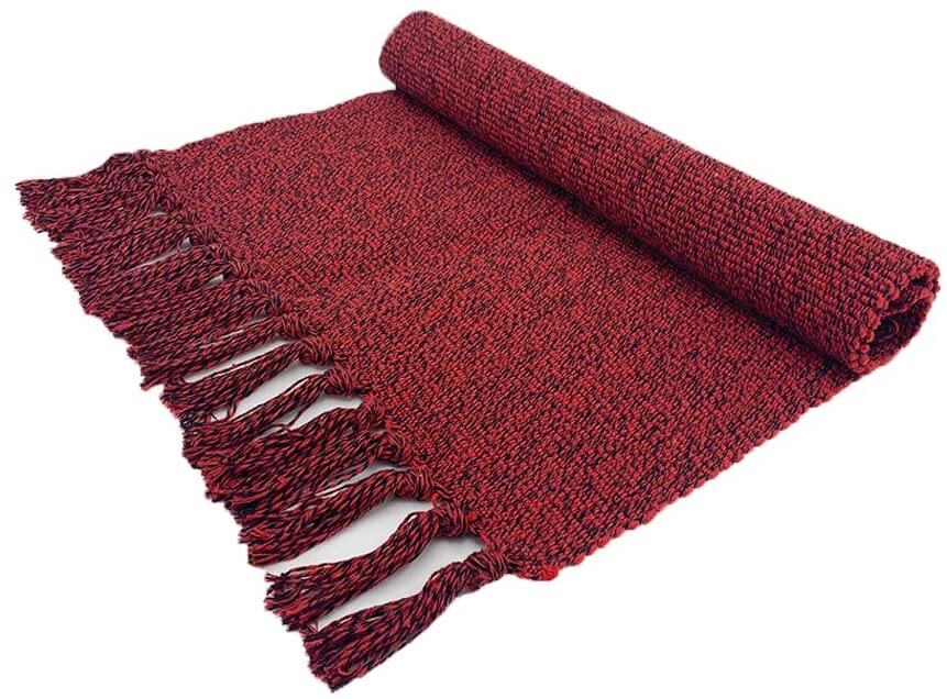 Woven Cotton Area Rug , Floor Mat , Shabby Rag Throw Rug