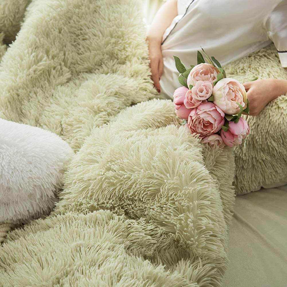 Faux Fur Full/Queen Duvet Cover Set - Home Bedding - Quilts & Blankets & Pillowcase