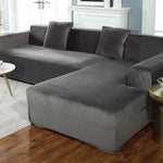 Velvet Plush Sectional Sofa Cover - Stretch Slipcover for L-Shaped Couches (3-6 Seater) | Premium Protection & Easy Fit