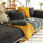 Non-Slip Velvet Sectional Sofa Cover | Machine Washable, Stretch Fit for L-Shaped Couches