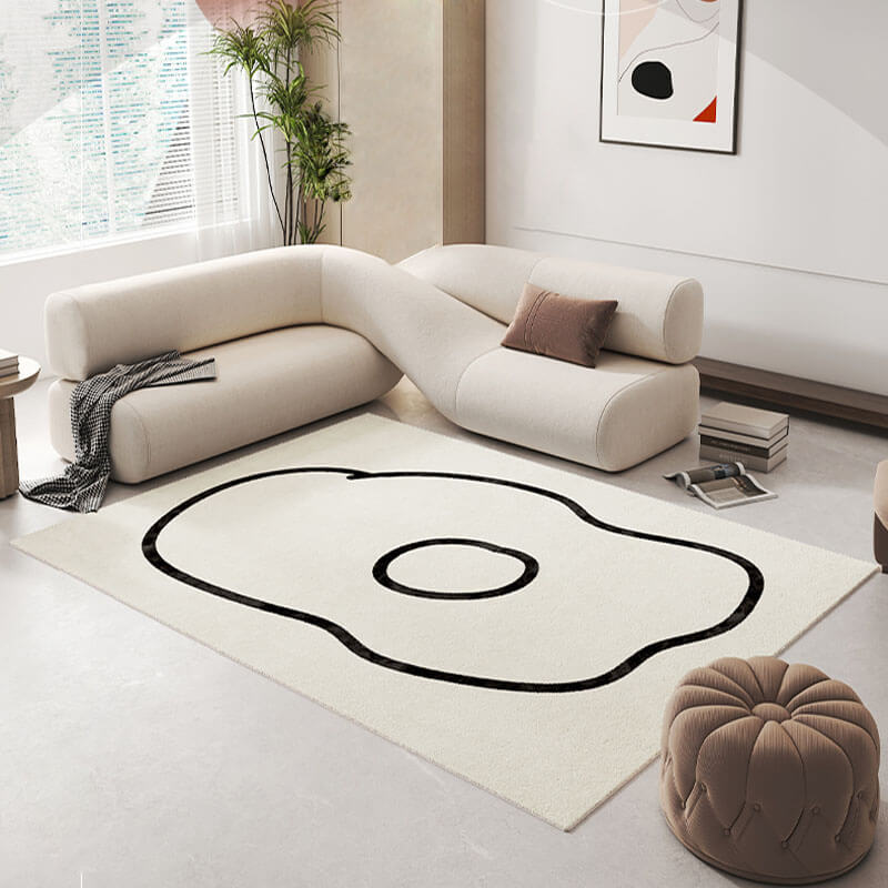 Abstract Bedroom Living Room Rug - Ivory
