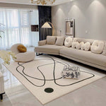 Minimalist Black And Beige Line Irregular Rugs,Soft Home Decor Floor Rugs