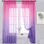 Faux Linen Ombre Sheer Curtains, 2 panels