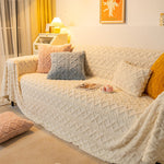 Shaggy Fluffy Couch Cover, Sofa Cover for Pets, Kids,  Soft Blanket Couch Cover