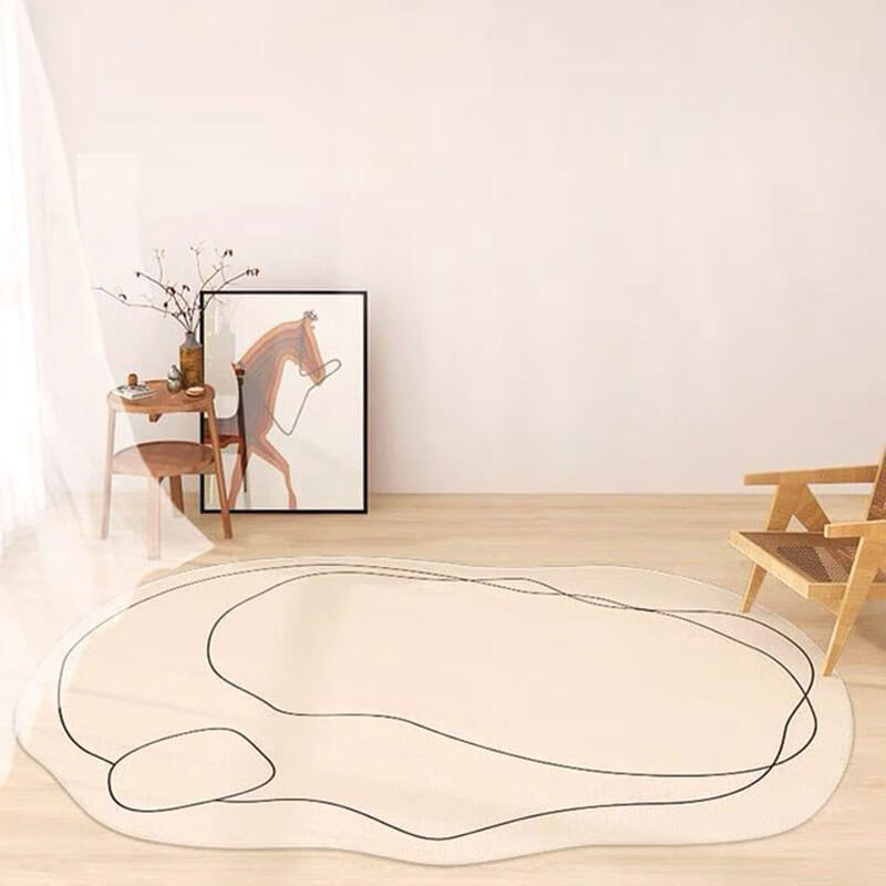 Minimalist Black And Beige Line Irregular Rugs,Soft Home Decor Floor Rugs
