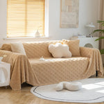 Shaggy Sofa Covers Sectional Couch Cover Blanket , Checkerboard Sofa Slipcovers for Pets Dogs Cats
