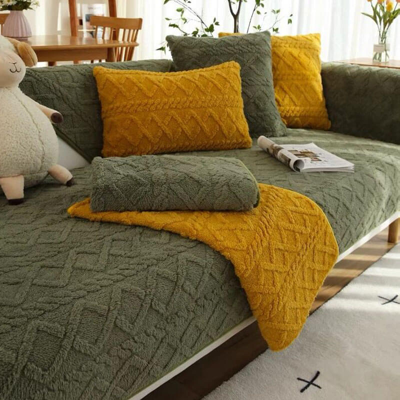 Anti-Slip Sectional Couch Cover, Milk Velvet Sofa Slipcover – sweaterpicks