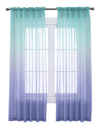 Faux Linen Ombre Sheer Curtains, 2 panels