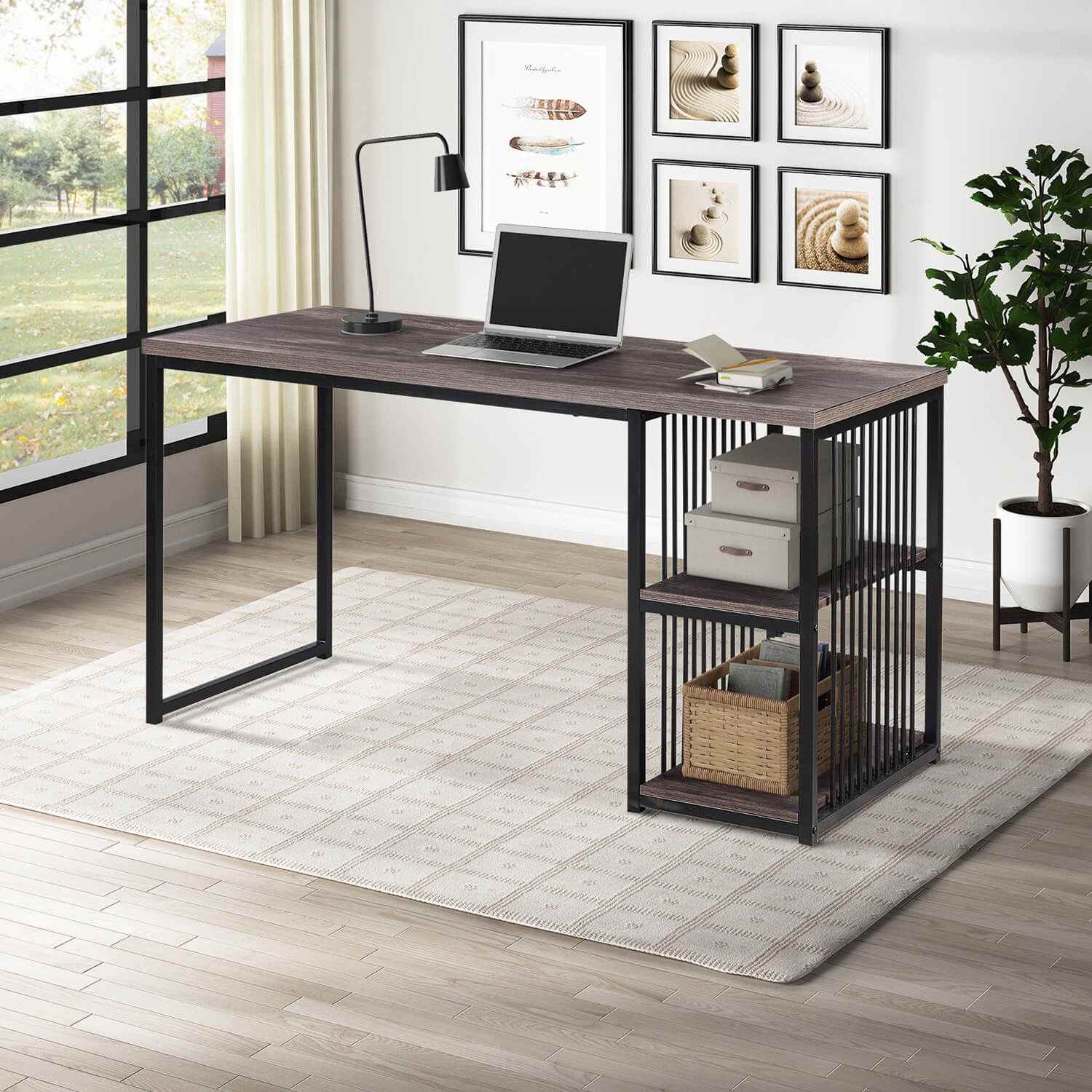Home Office Computer Desk, 55 Inch Writing Desk