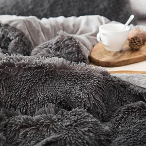 Faux Fur Full/Queen Duvet Cover Set - Home Bedding - Quilts & Blankets & Pillowcase