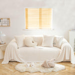 Shaggy Fluffy Couch Cover, Sofa Cover for Pets, Kids,  Soft Blanket Couch Cover