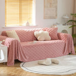 Shaggy Sofa Covers Sectional Couch Cover Blanket , Checkerboard Sofa Slipcovers for Pets Dogs Cats