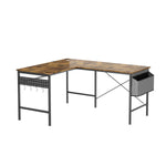 L Shaped Computer Desk with Storage Bag and Headphone Hook