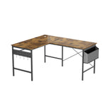 L Shaped Computer Desk with Storage Bag and Headphone Hook