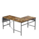 L Shaped Computer Desk with Storage Bag and Headphone Hook