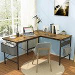 L Shaped Computer Desk with Storage Bag and Headphone Hook