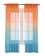 Faux Linen Ombre Sheer Curtains, 2 panels