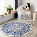 Cotton Area Rug for Living Room | Hand Woven Round Rugs