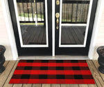 Cotton Plaid Checkered Area Rug | Washable Carpet