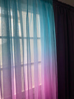 Faux Linen Ombre Sheer Curtains, 2 panels