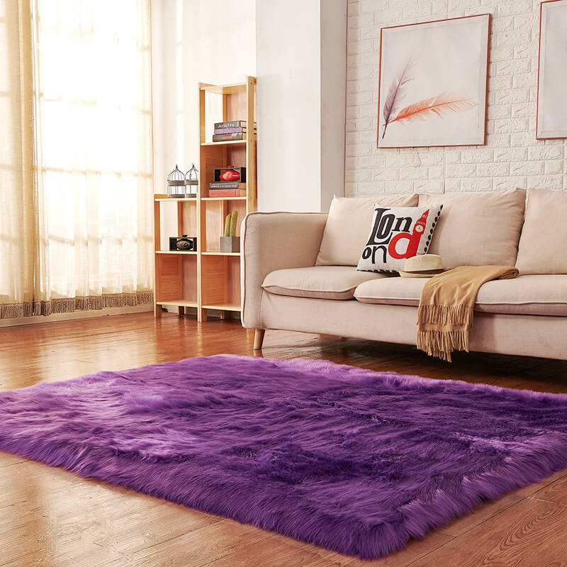 Faux Fur Sheepskin Rectangle Area Rug | shag carpet | shag rug | plush ...