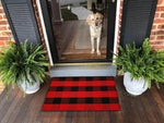 Cotton Plaid Checkered Area Rug | Washable Carpet