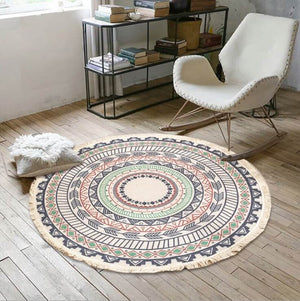 Cotton Area Rug Machine Washable Hand Woven Floor Mat Carpet with