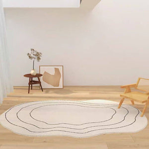 Minimalist Black And Beige Line Irregular Rugs,Soft Home Decor Floor Rugs