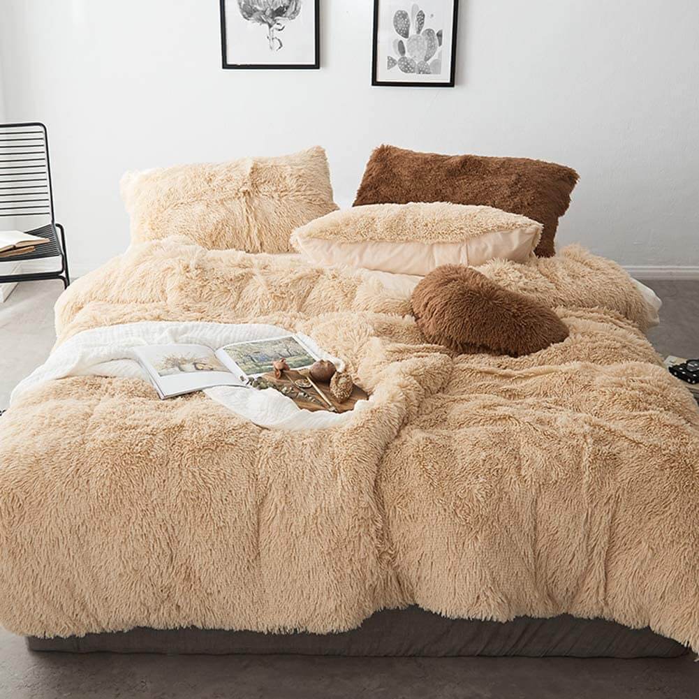 Faux Fur Full/Queen Duvet Cover Set - Home Bedding - Quilts & Blankets & Pillowcase