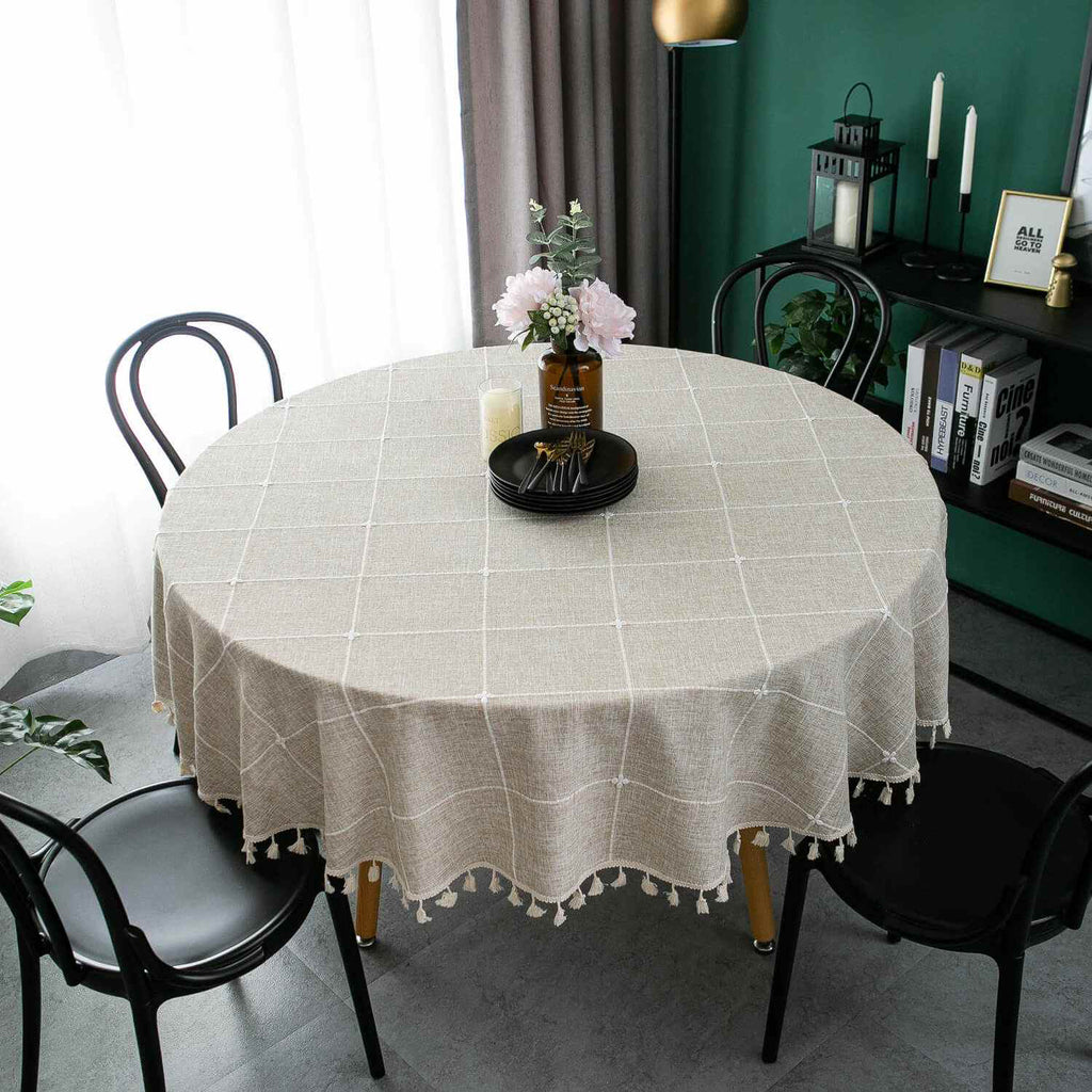 Large Round Tablecloth With Tassels