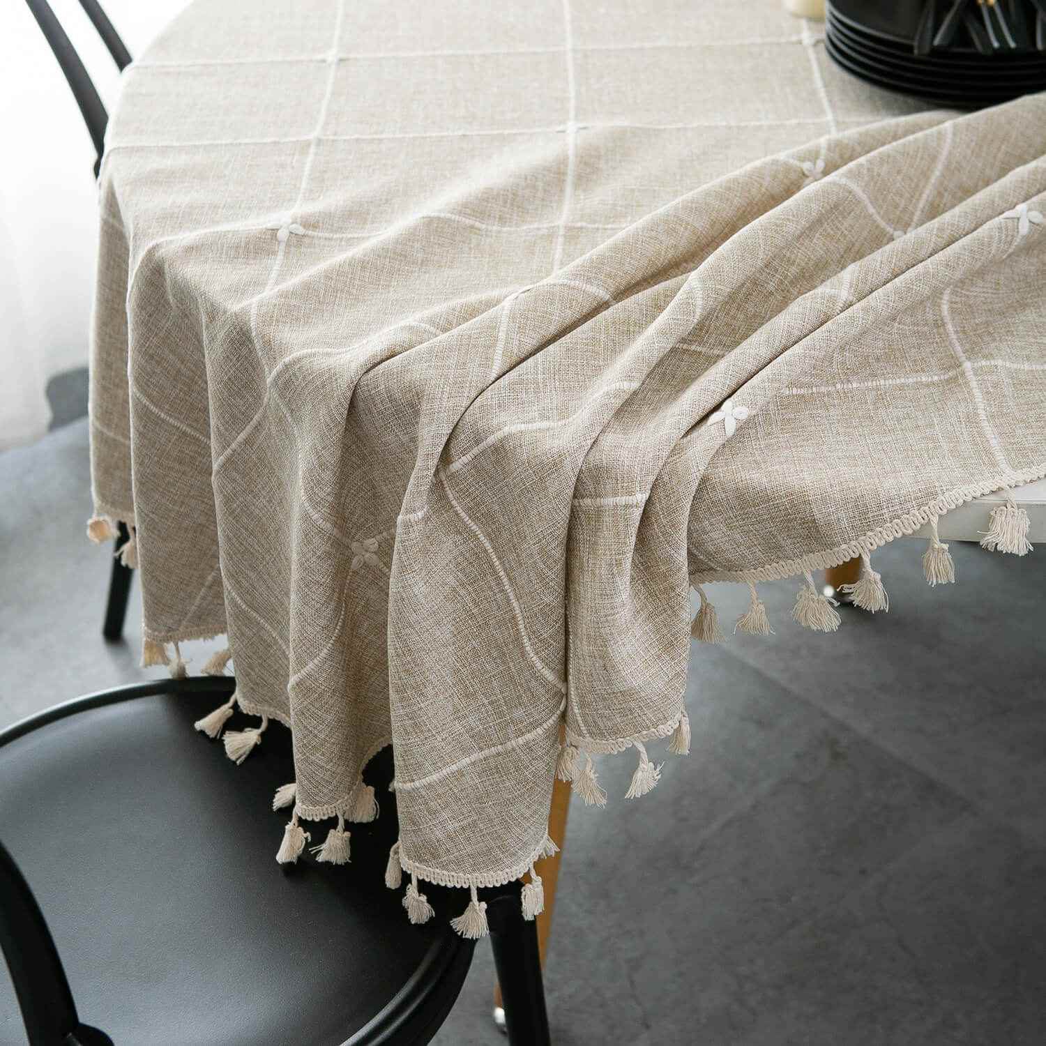 Large Round Tablecloth With Tassels