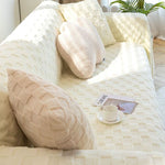 Shaggy Sofa Covers Sectional Couch Cover Blanket , Checkerboard Sofa Slipcovers for Pets Dogs Cats
