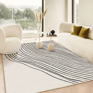 Minimalist Black And Beige Line Irregular Rugs,Soft Home Decor Floor Rugs