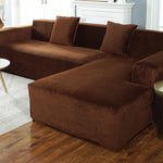 Velvet Plush Sectional Sofa Cover - Stretch Slipcover for L-Shaped Couches (3-6 Seater) | Premium Protection & Easy Fit