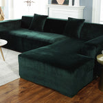 Velvet Plush Sectional Sofa Cover - Stretch Slipcover for L-Shaped Couches (3-6 Seater) | Premium Protection & Easy Fit