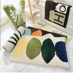Green Leaf Bath Mat , Tufted Bathroom Rug