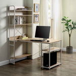 Home Office computer desk,Metal frame and MDF board,5 tier open bookshelf