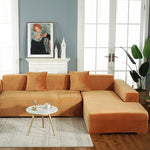 Velvet Plush Sectional Sofa Cover - Stretch Slipcover for L-Shaped Couches (3-6 Seater) | Premium Protection & Easy Fit