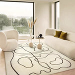Abstract Bedroom Living Room Rug - Ivory