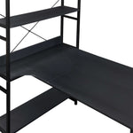 Home Office computer desk,Metal frame and MDF board,5 tier open bookshelf