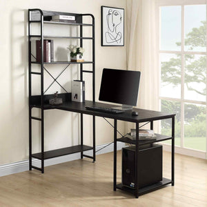 Home Office computer desk,Metal frame and MDF board,5 tier open bookshelf