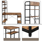 Home Office computer desk,Metal frame and MDF board,5 tier open bookshelf